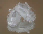 Baby Bling Lace Ruffle Christening Shoes