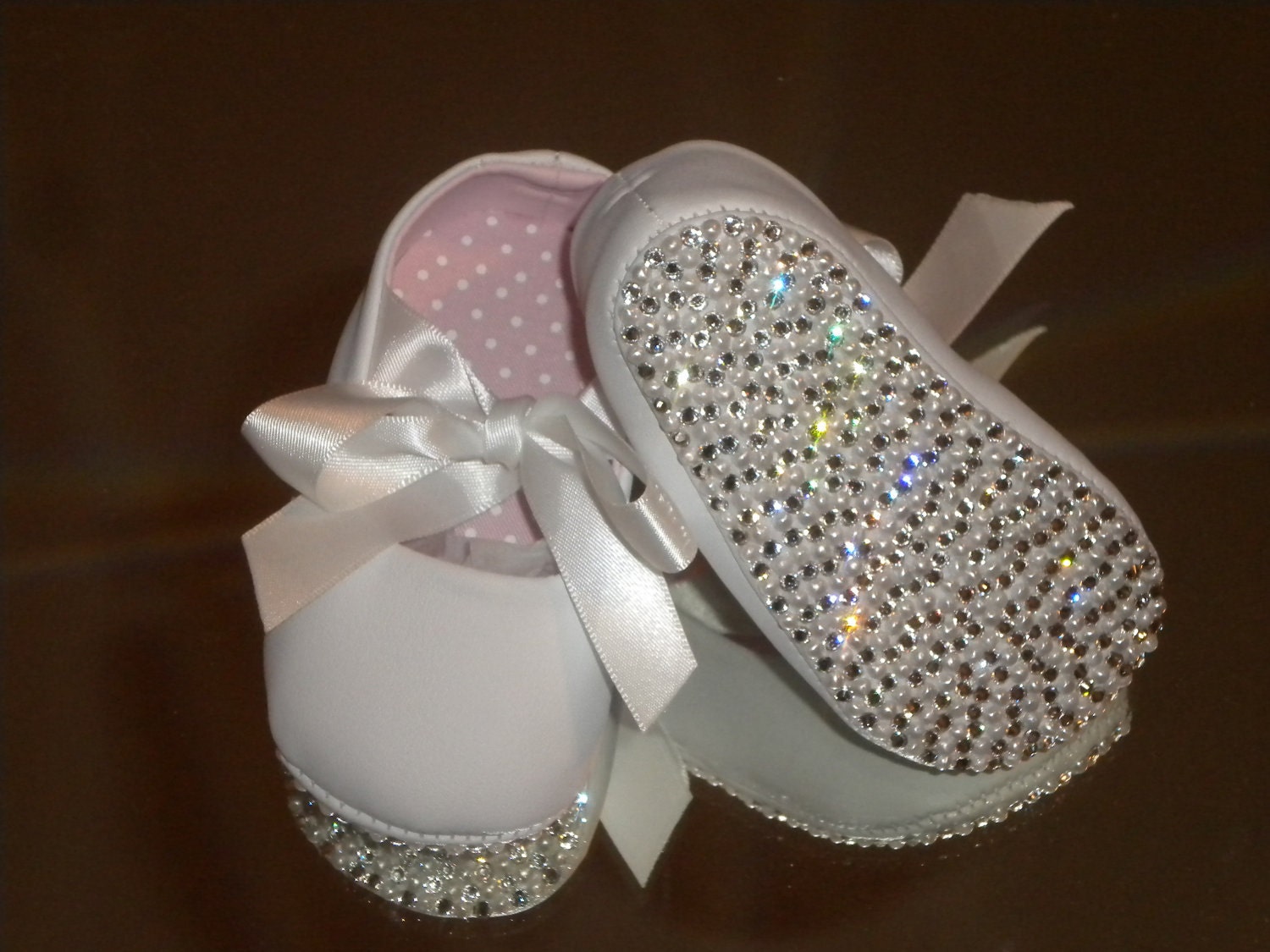 DiAMONDS and PEARLS Swarovski Crystal Rhinestone Baby Bling Shoes baptism/christening
