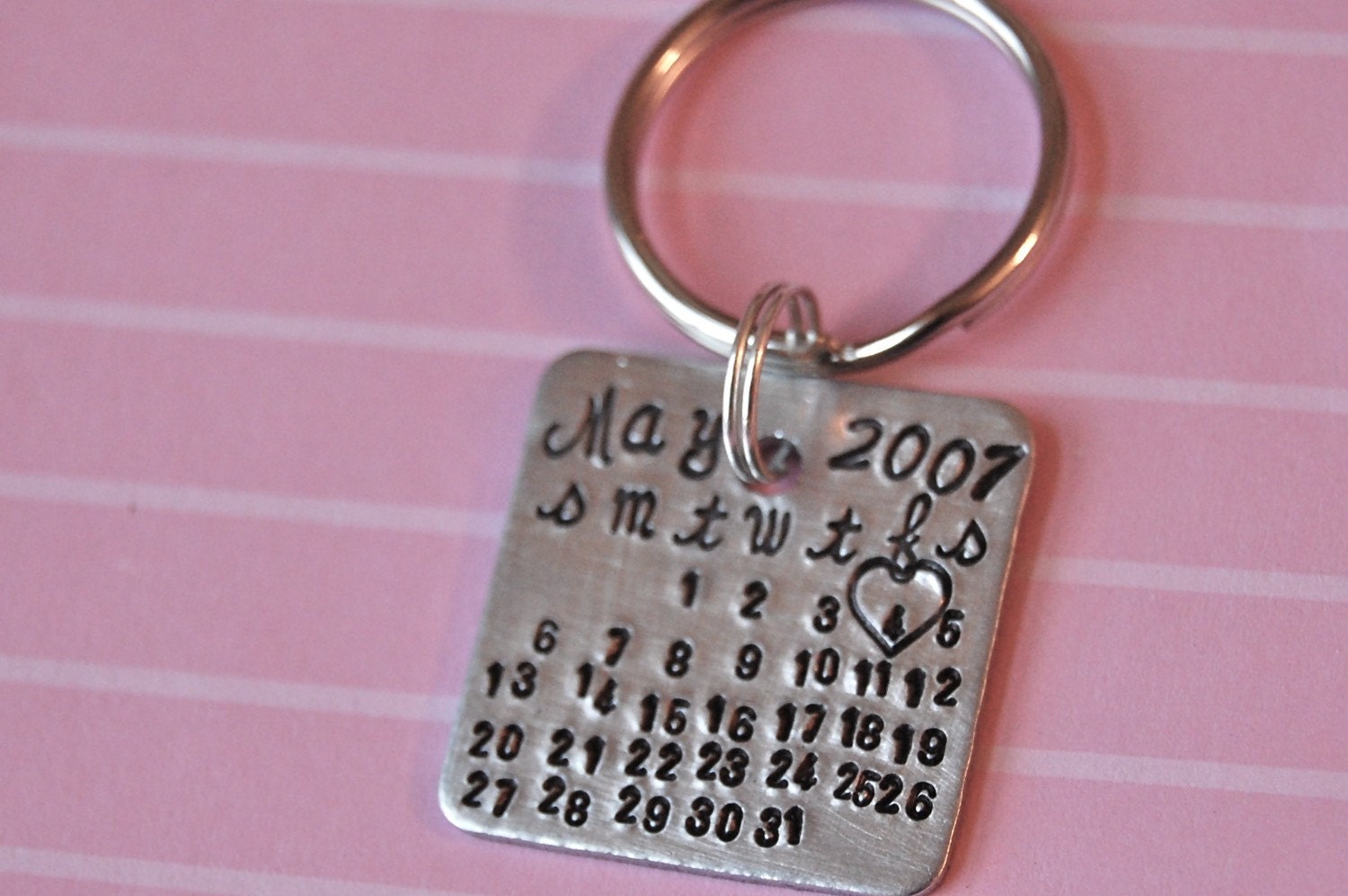 Personalize Your Day calendar keychain... hand stamped aluminum