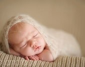 DREAMY wrap - hand knit lace silk kid mohair newborn photo prop - color Pearl