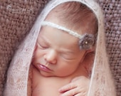 Crochet headband - lace silk mohair newborn photo prop