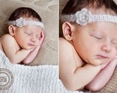 Crochet headband - lace silk mohair newborn photo prop