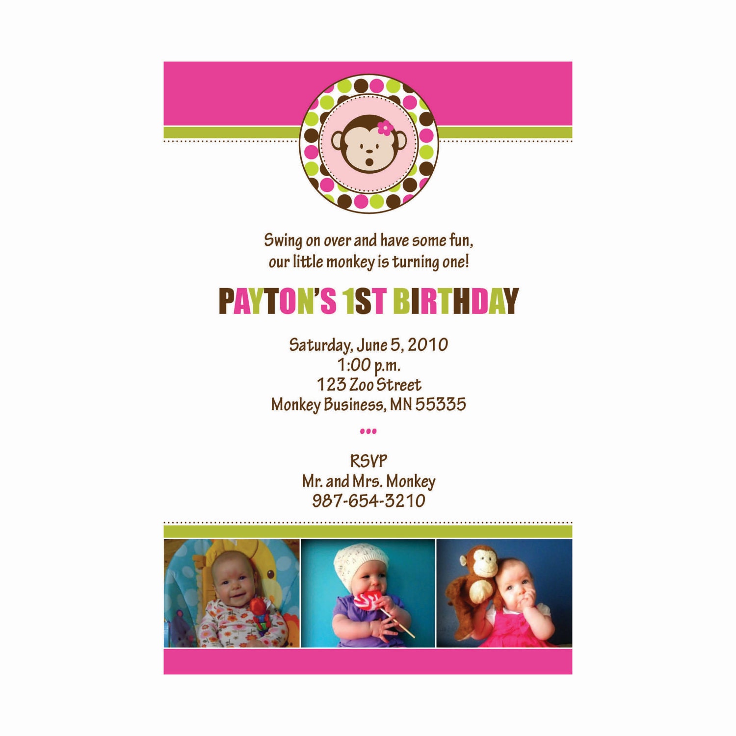 Printable Mod Monkey Invitation