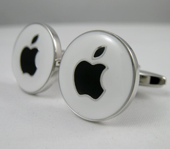 Mens Cufflinks- Copper Fashion Cufflinks, Mac Black Apple Design, with a Gift Box