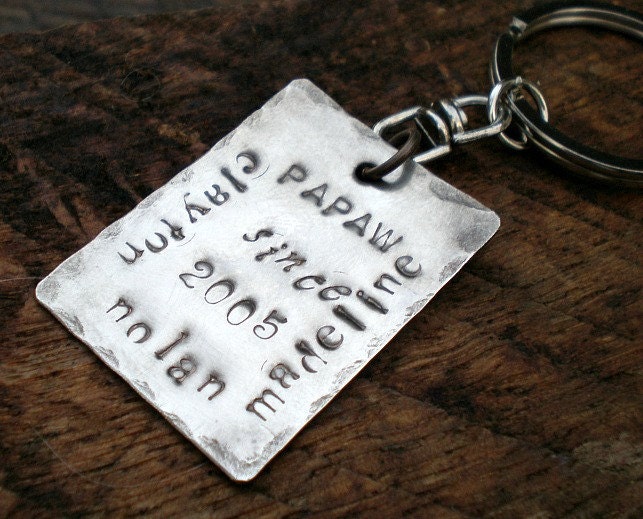 Personalized Gift For Dad - Pawpaw - Hand Stamped Custom Keychain - by Stellasblossoms