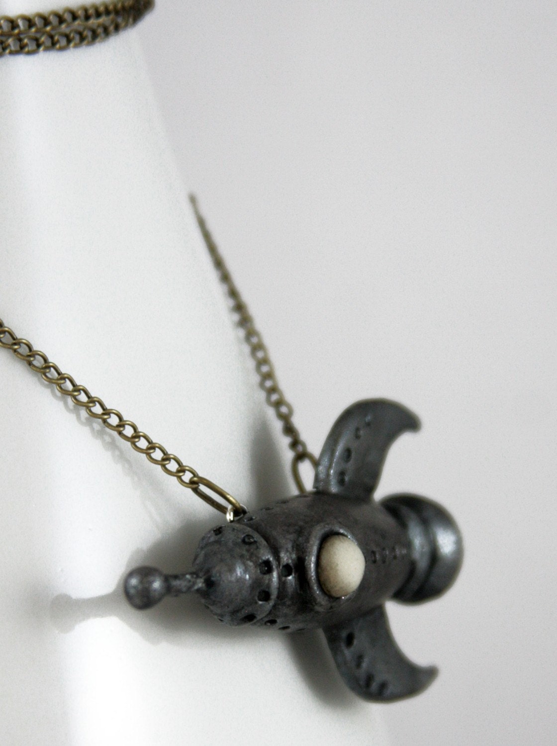 Retro Space Rocket, Necklace, Handmade