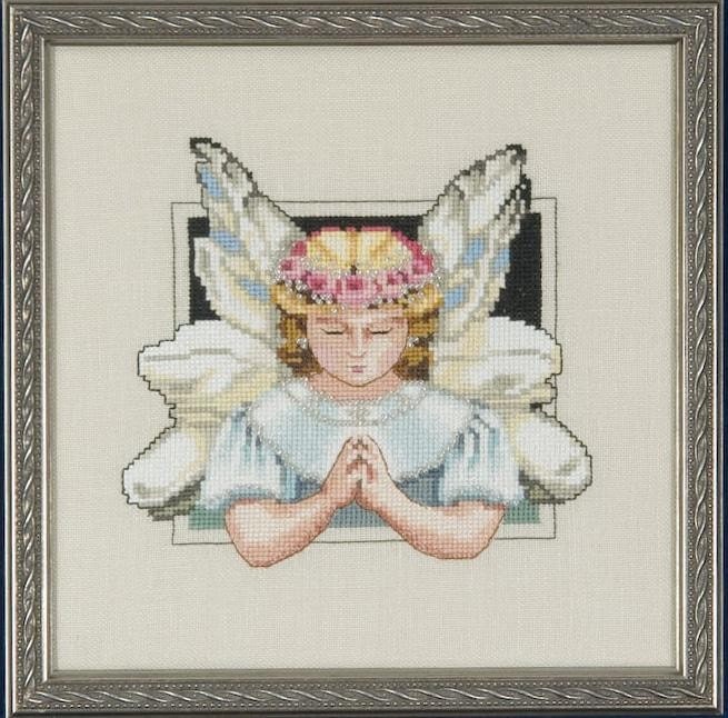 Framed Hand Stitched 1999 Christmas Cherub