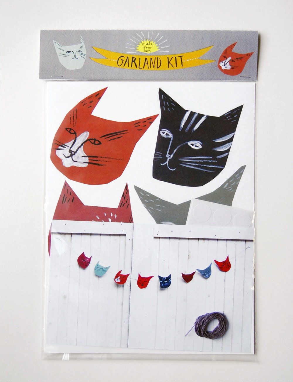 Illustrated cat garland kit