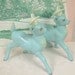 Charming Vintage Aqua Woodland Reindeer Deer Figurines Figures
