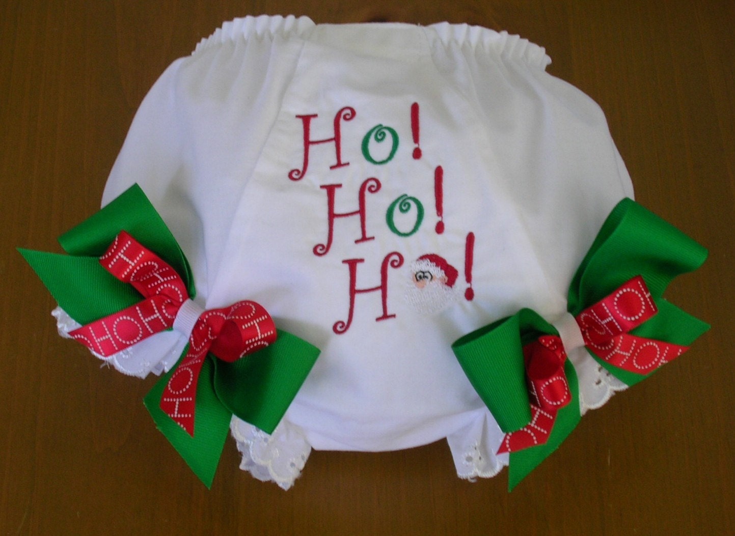 Christmas Diaper Cover Ho Ho Ho and Santa Too