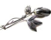Rose Brooch Silver Tone Jewelry