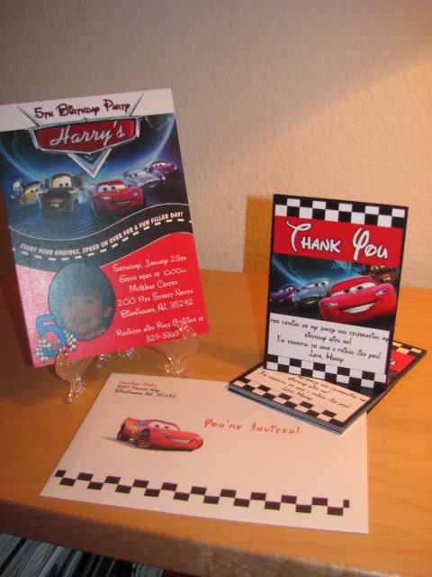 Cars 2 5x7 boys birthday Invitation
