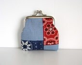 Coin Purse Kiss Lock -Texas Cowgirl Paisley Bandanna Framed