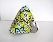 Triangle Coin Purse Change Fabric Quilted Blue Green