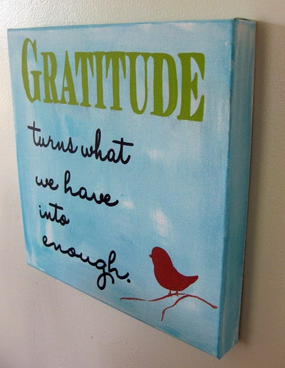 Handpainted Canvas Sign with Gratitude Quote