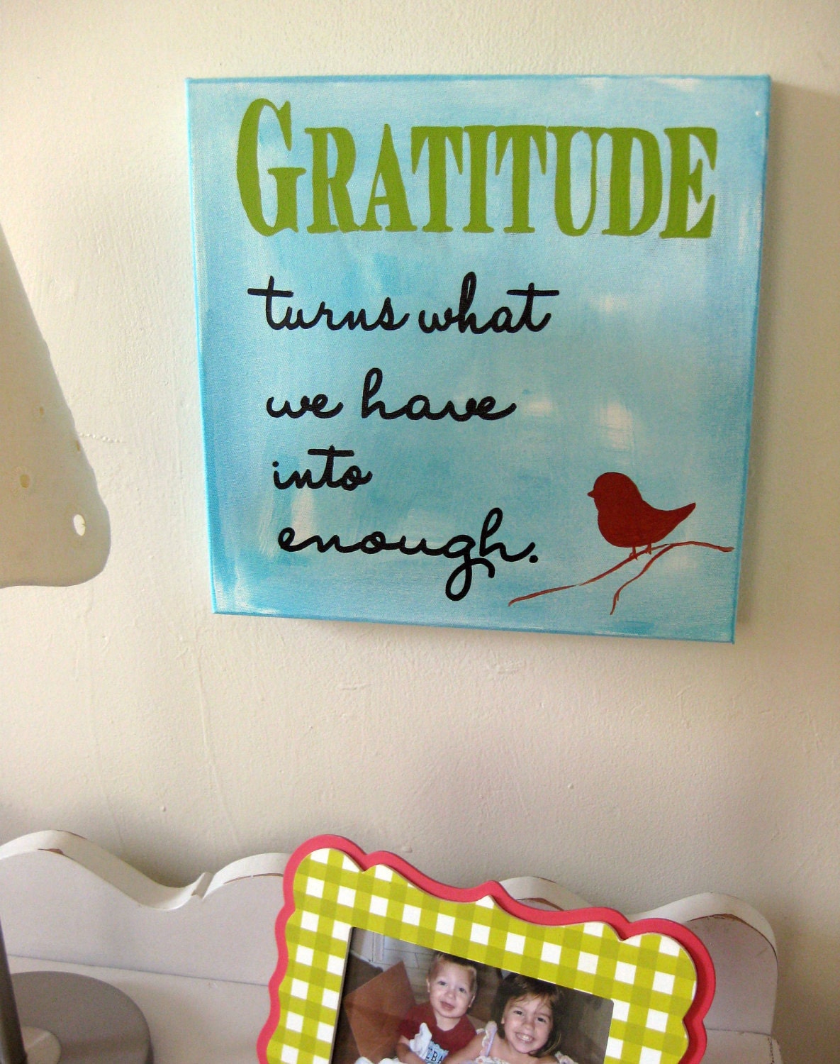 Handpainted Canvas Sign with Gratitude Quote