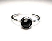 Black Spinel Stacking Ring in Sterling Silver- SIZE 6