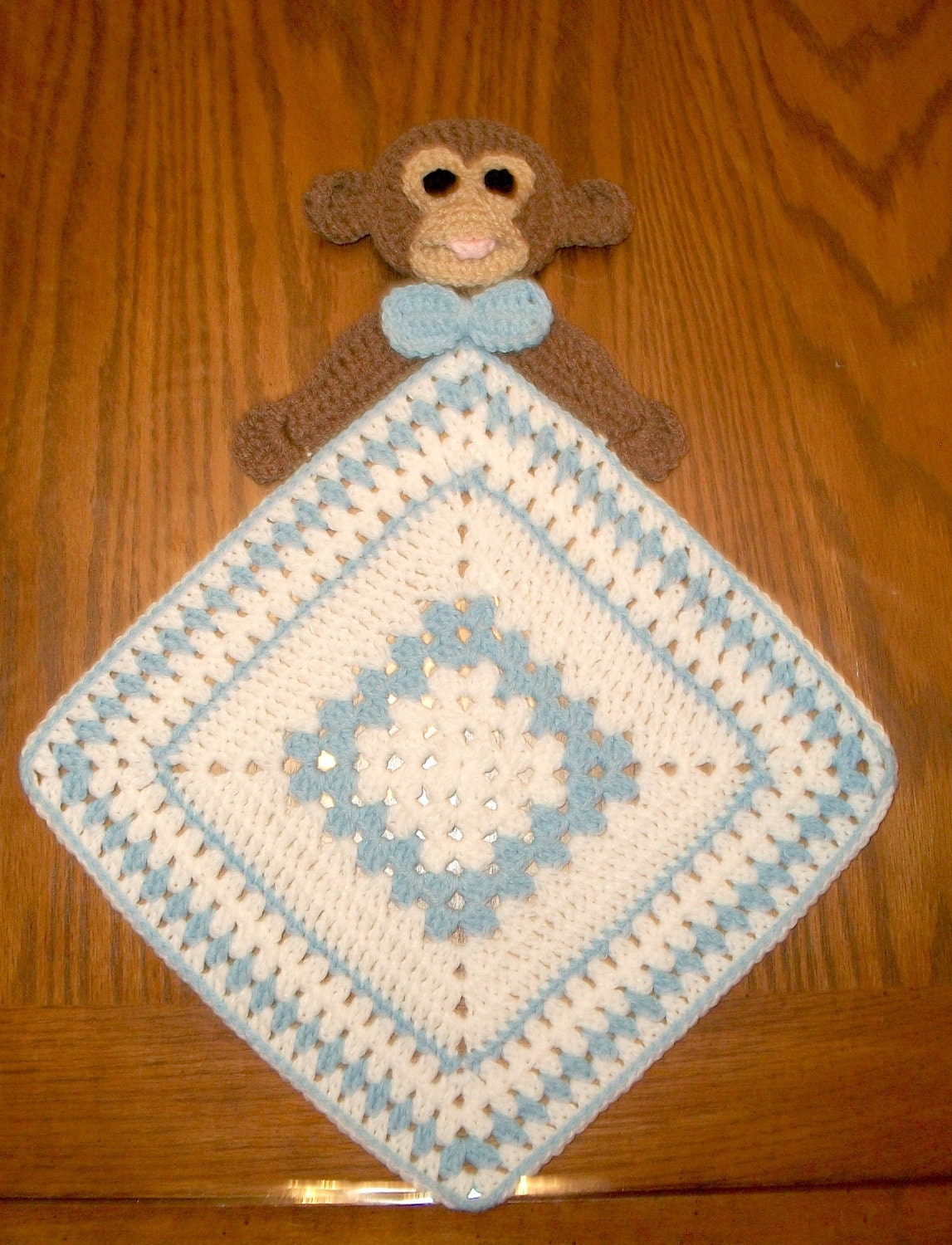 Crochet Boy Monkey Snuggle Blanket, Blanket, Lovie, Security Blanket, Baby Snuggle Blanket