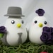 Custom Love Birds Wedding Cake Topper with Sweet Nest - the Bride Hold a Yellow Rose Bouquet(Choice of Color)