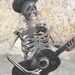 Cowboy Zombie Skeleton Guitarist Steel Sculpture
