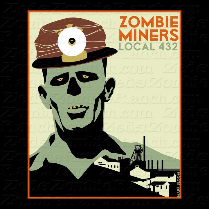 Zombie Shirt - Zombie Miner WPA Poster T-Shirt