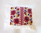 Antique Cushion Covers- Pair Cross Stitch Flowers- Circa 1930