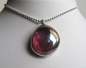 Alexandrite, June Birthday, Birthstone Pendant, Smooth Round Charm, Gemini, Stained Glass, Silver Necklace, Light Purple, Solitaire Necklac
