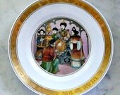 The Nightingale PLATE, Hans Christian Andersen, Royal Copenhagen, Gorgeous Gold Border with Birds, Butterflies, Flowers