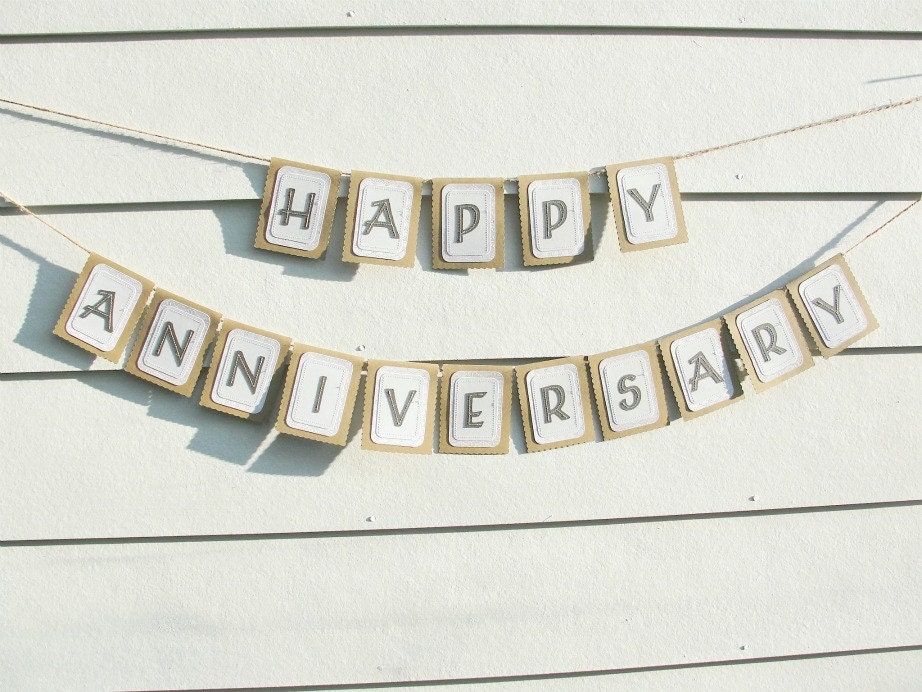 HAPPY ANNIVERSARY Banner, Rustic Elegance, Custom Colors Available