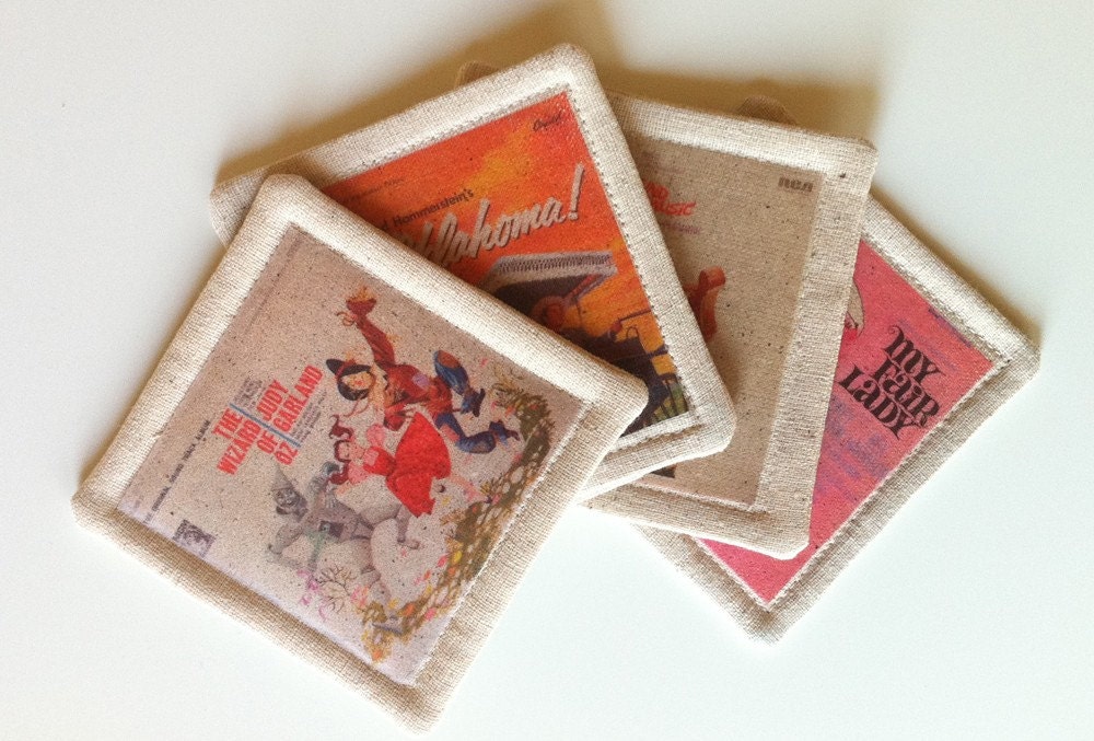 Movie Musicals Set of 4 Handmade COASTERS -- Wizard of Oz, Oklahoma, Sound of Music, My Fair Lady