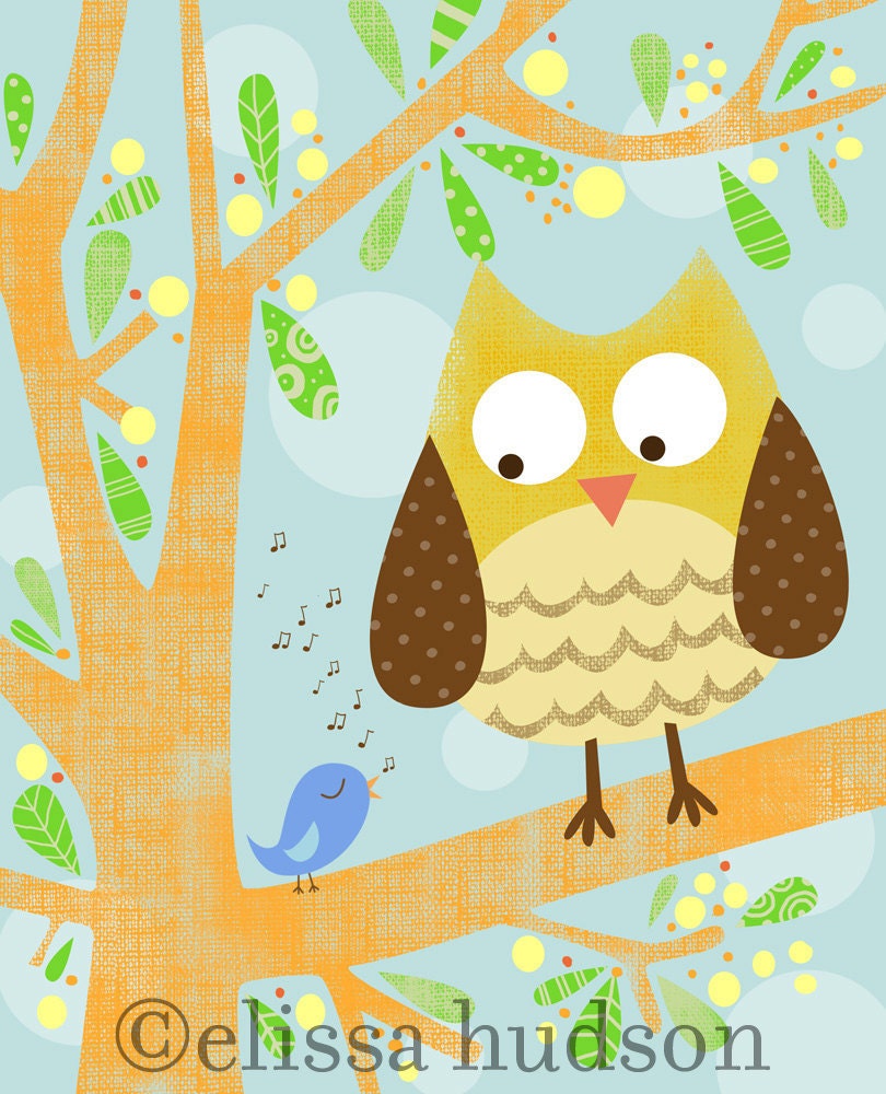 Wall Art Print Storybook Woodland Series- Owl
