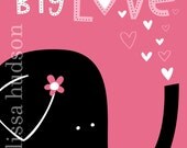 Wall Art Print Animal Series- Big Love Elephant Pink