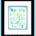 Illustrated Alphabet Wall Art Print- Blue