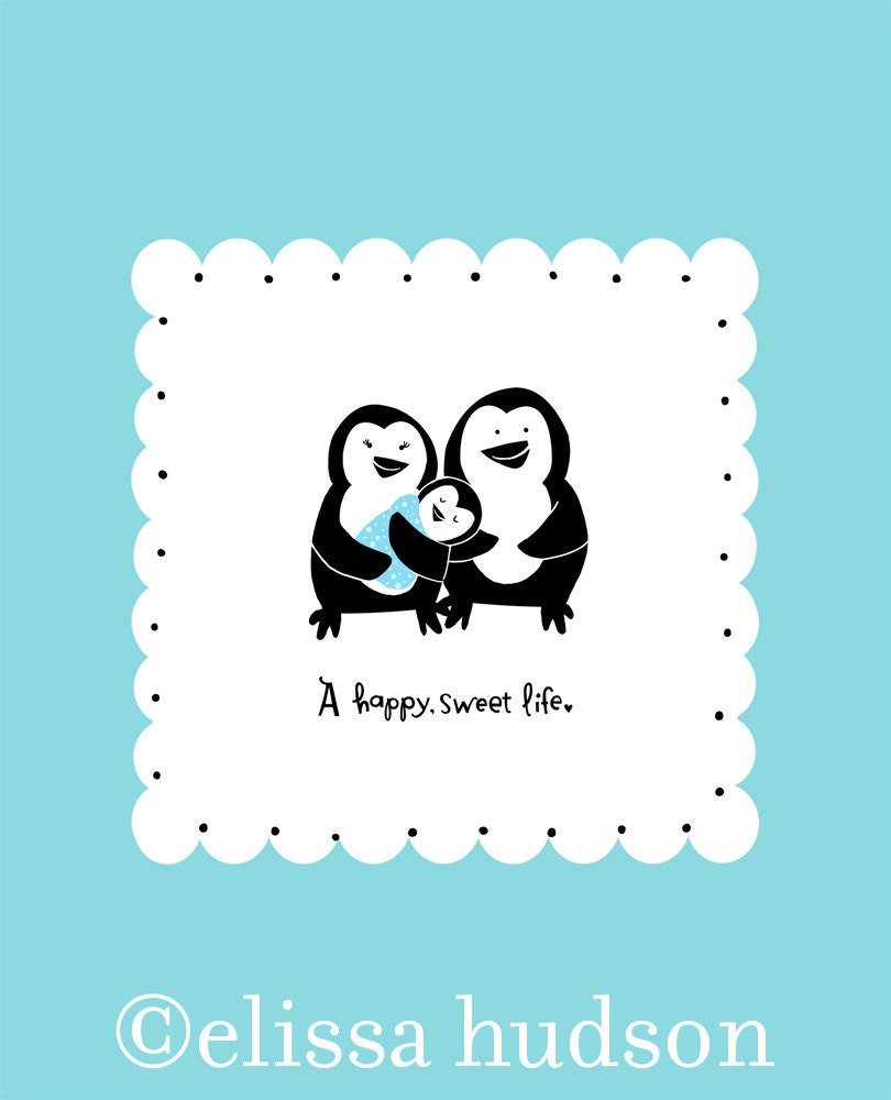 Wall Art Print Animal Series- Penguin Family