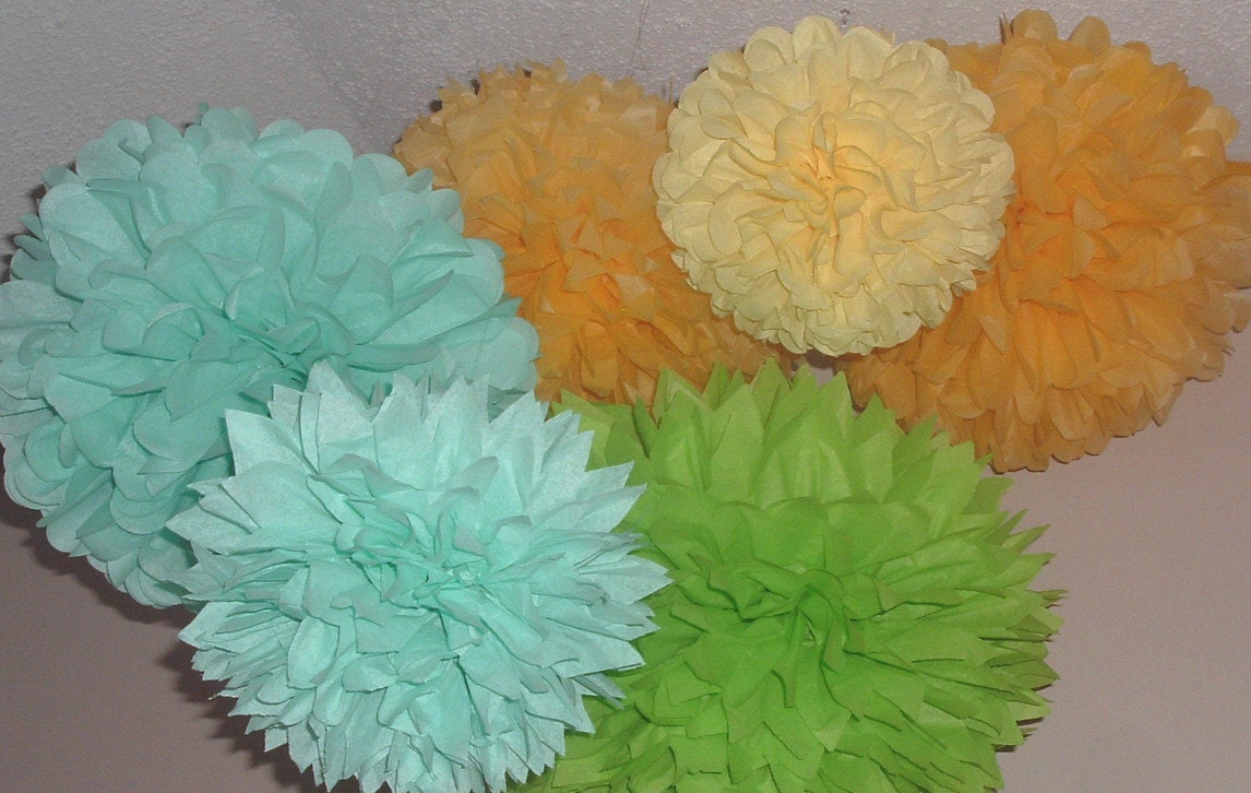 18 Paper pom poms. Bridal shower. Pick your colors