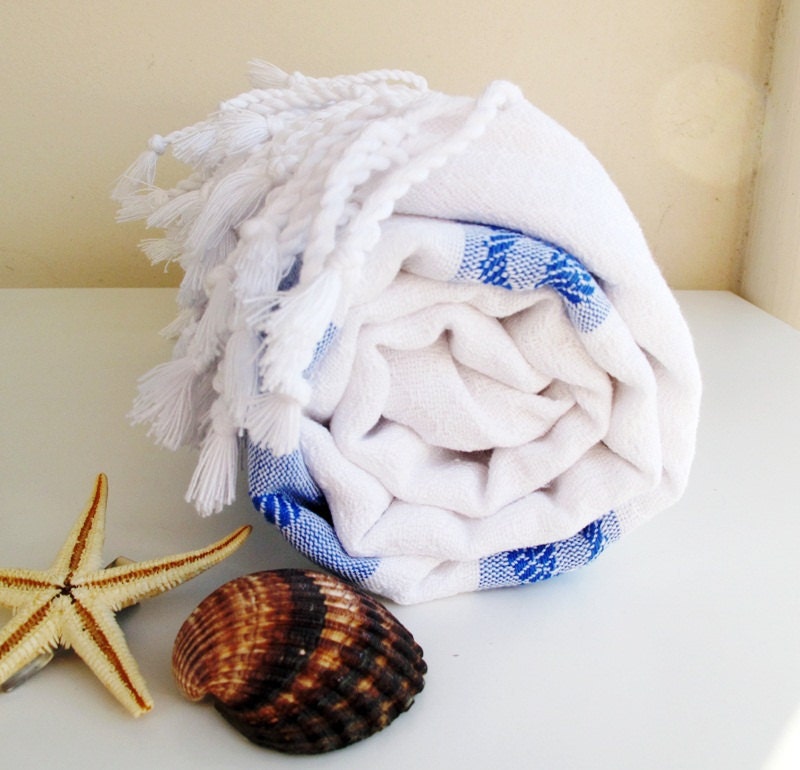 BEACH Towel Natural Cotton Eco Friendly PESHTEMAL Blue White Nautical High Quality Bath,Beach,Spa,Yoga,Pool Towel
