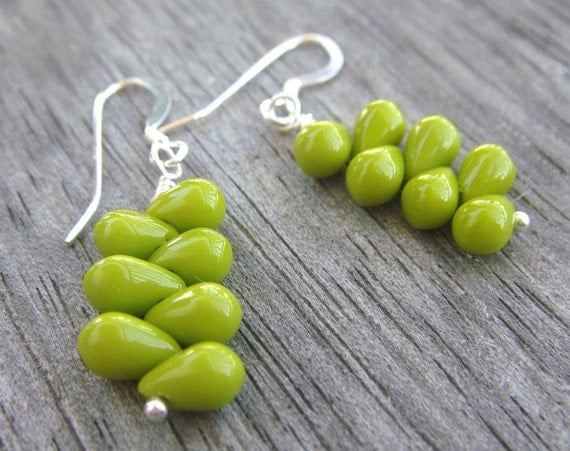 Chartreuse Green Earrings with Sterling Silver Ear Hooks, Fall Fashion