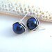 Navy Blue Glass Pearl Earrings with Sterling Silver, Stud or Dangle, Nautical Wedding, Monaco Blue