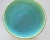 Serving bowl serene blue and green low fire white ceramic - shelaghsart
