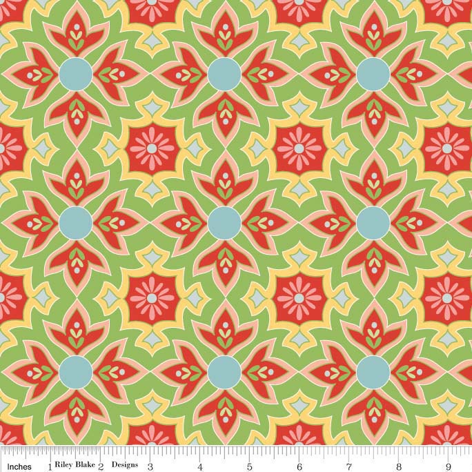 ON SALE 1/2 yard Riley Blake Delighted Green Mosaic