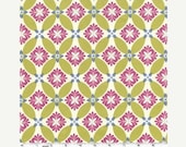 ON SALE 1/2 Yard Midnight Secret Garden- Green Modern Meadow