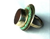 wood u be mine... wood silver copper patina ring