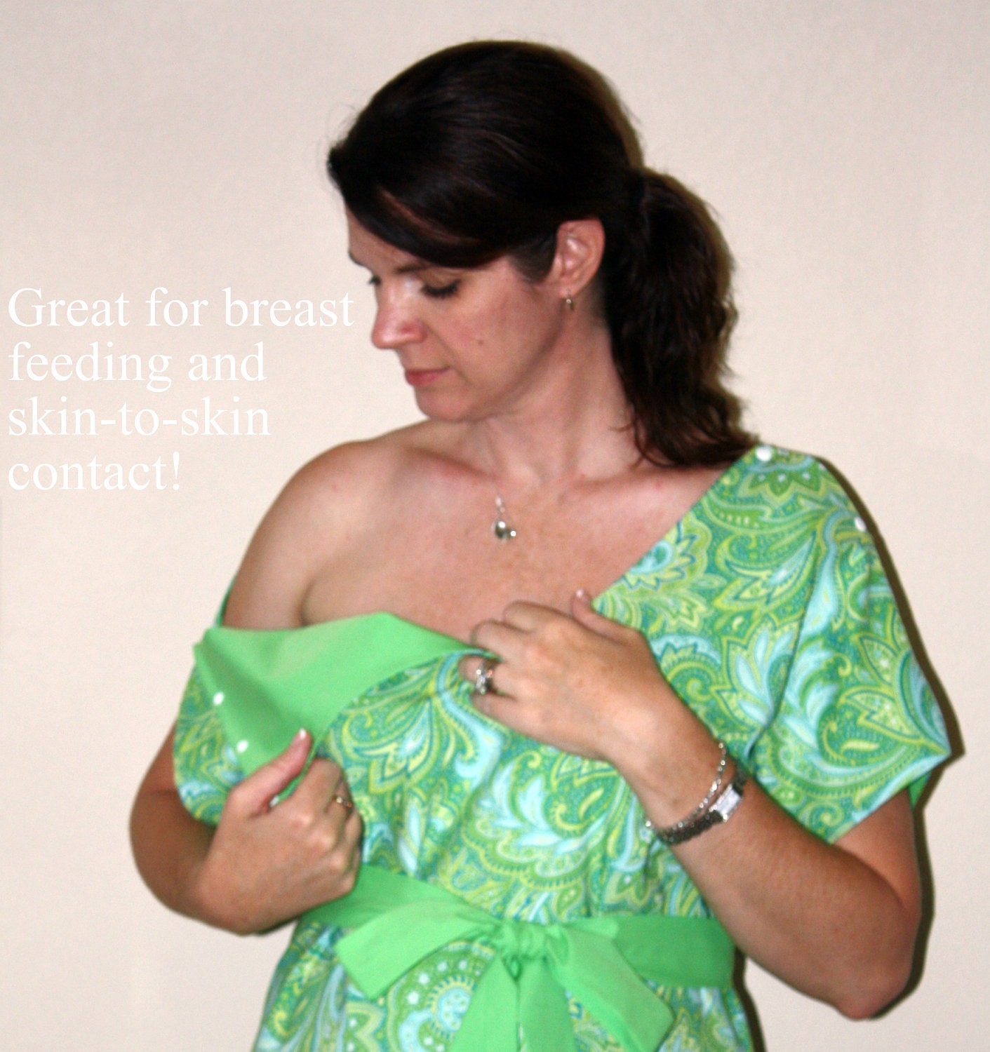 Ivan Hospital Maternity Gown in Lime Green and Blues-Deliver Your Baby in Style by Mommy Moxie on Etsy
