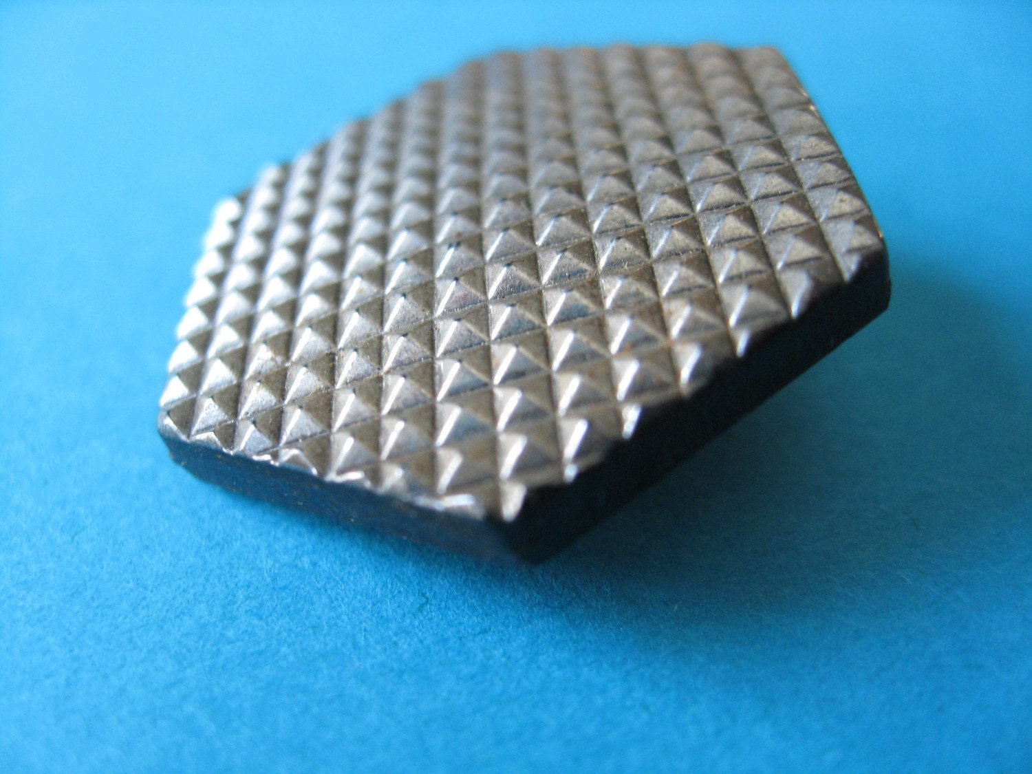 Black Glass Hexagon Button