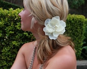 Bridal Hair Flower, Ivory, Fascinator, Wedding Flower, Pearls, Silk, Hair Clip, Classic