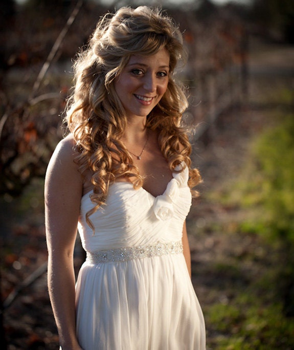 Bridal Sash, Beaded Bridal Sash, Wedding Sash, Rhinestone Sash, Vintage Inspired, Silk, Flower, Maxine