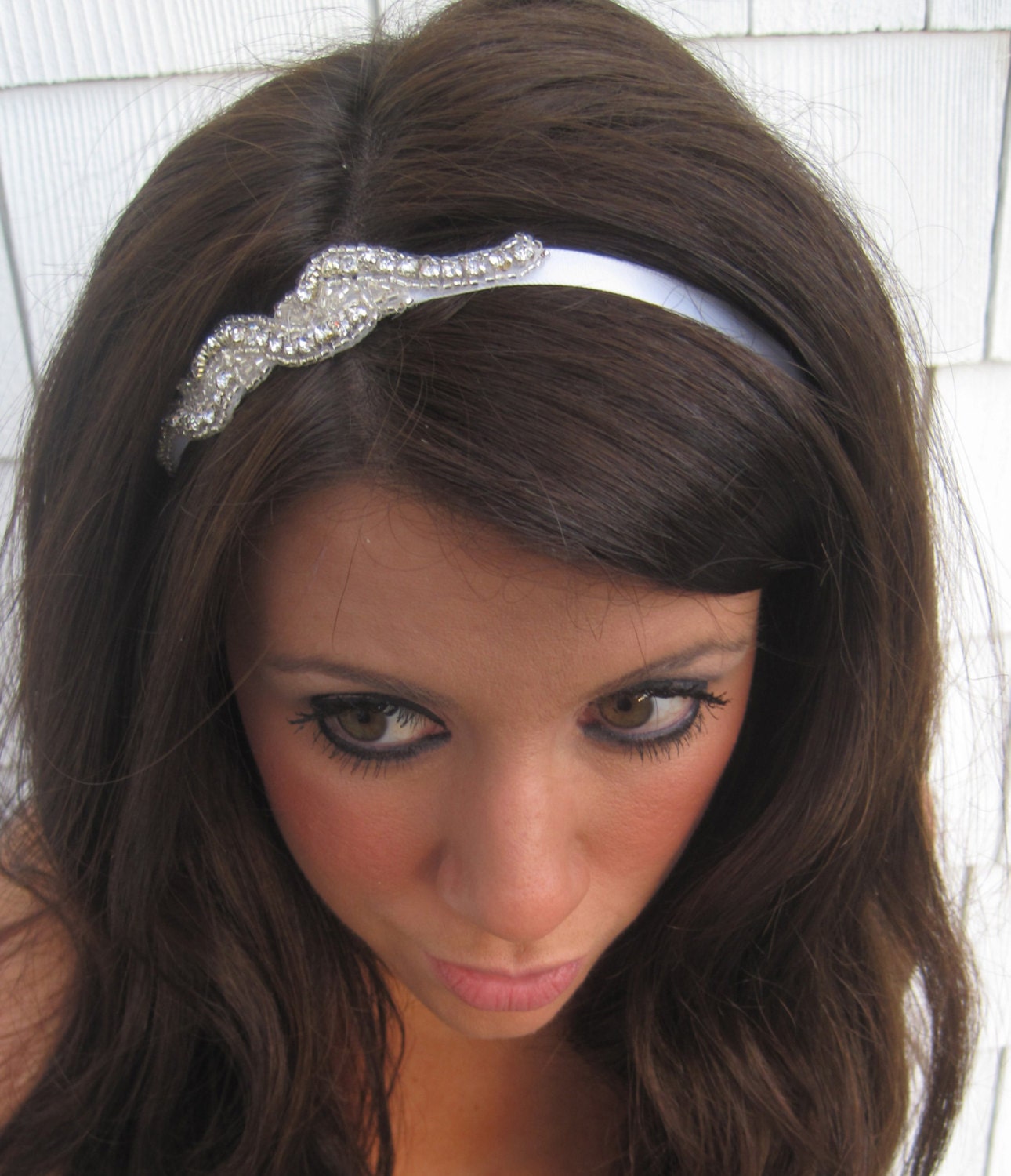 Bridal Headband, Wedding Headband, Rhinestone, Bohemian, Silk