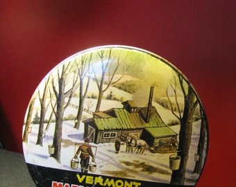 Vintage Lithograph Tin Maple Sugar Candy Vermont