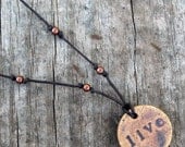 Iron Oxide Live Pendant & Cord Necklace with Beads - Kiln-Fired Stoneware Clay