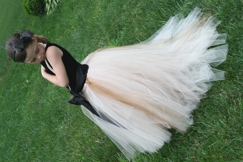 Tutu Skirt with Train---Ivory, Champagne, White, Many Colors---Perfect for Flower Girls, Pageants or Portraits